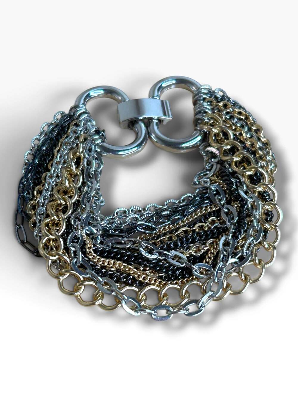 Lauren Ralph Lauren Mixed Metal Multi Strand Chain Bracelet Gold Silver Gunmetal